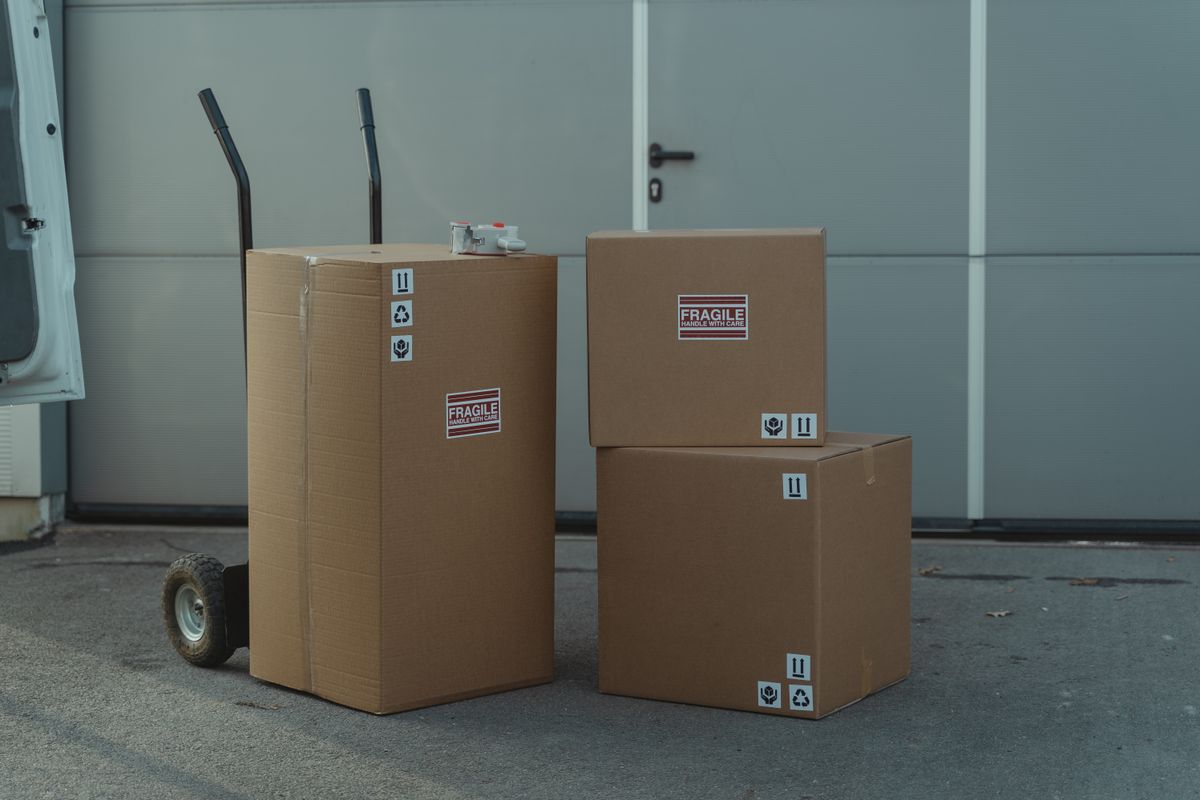 Envases de cartón y producto envasado listo para su distribución